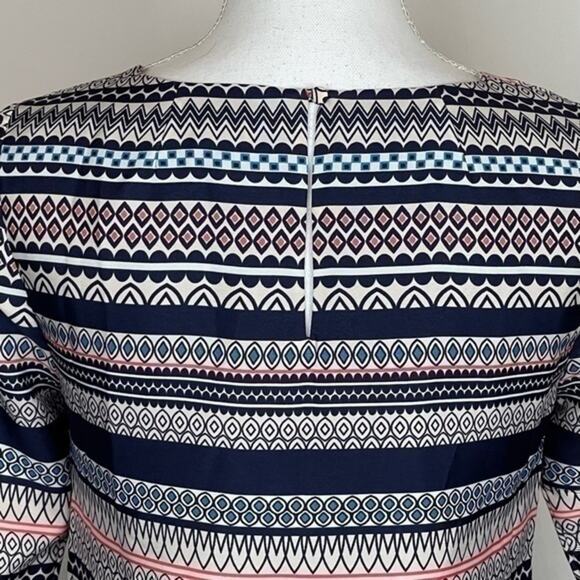 J Crew White Blue Geometric Striped Career Office Shift Dress NWOT Size 00 - Picture 6 of 12